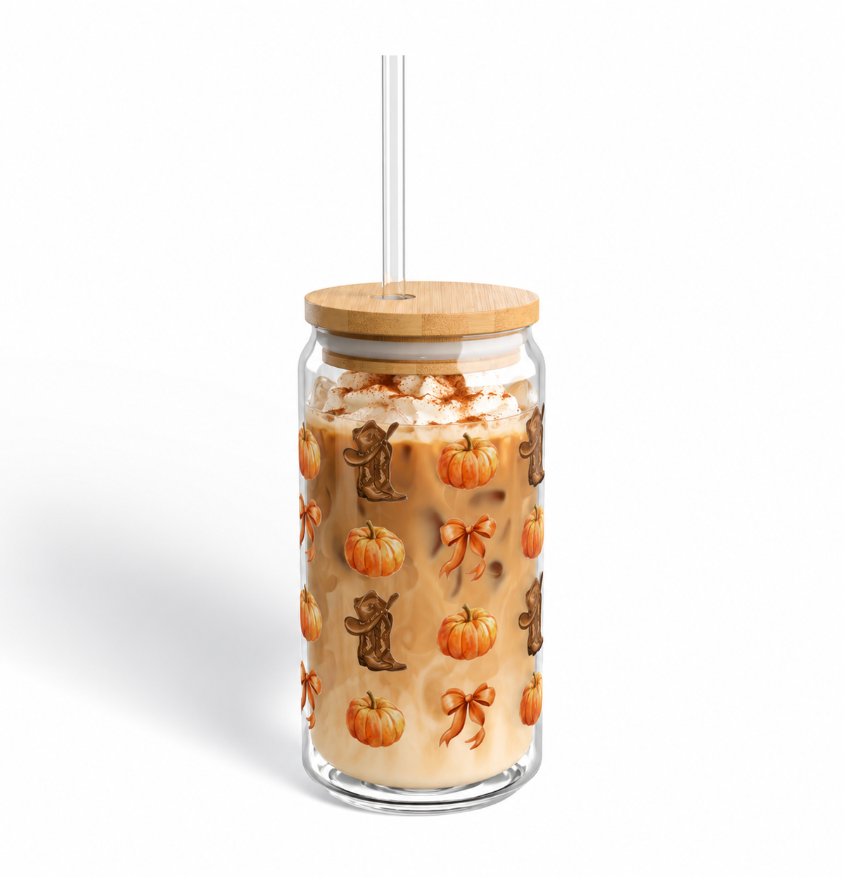 Pumpkin Cowboy Sipper Glass, 16oz