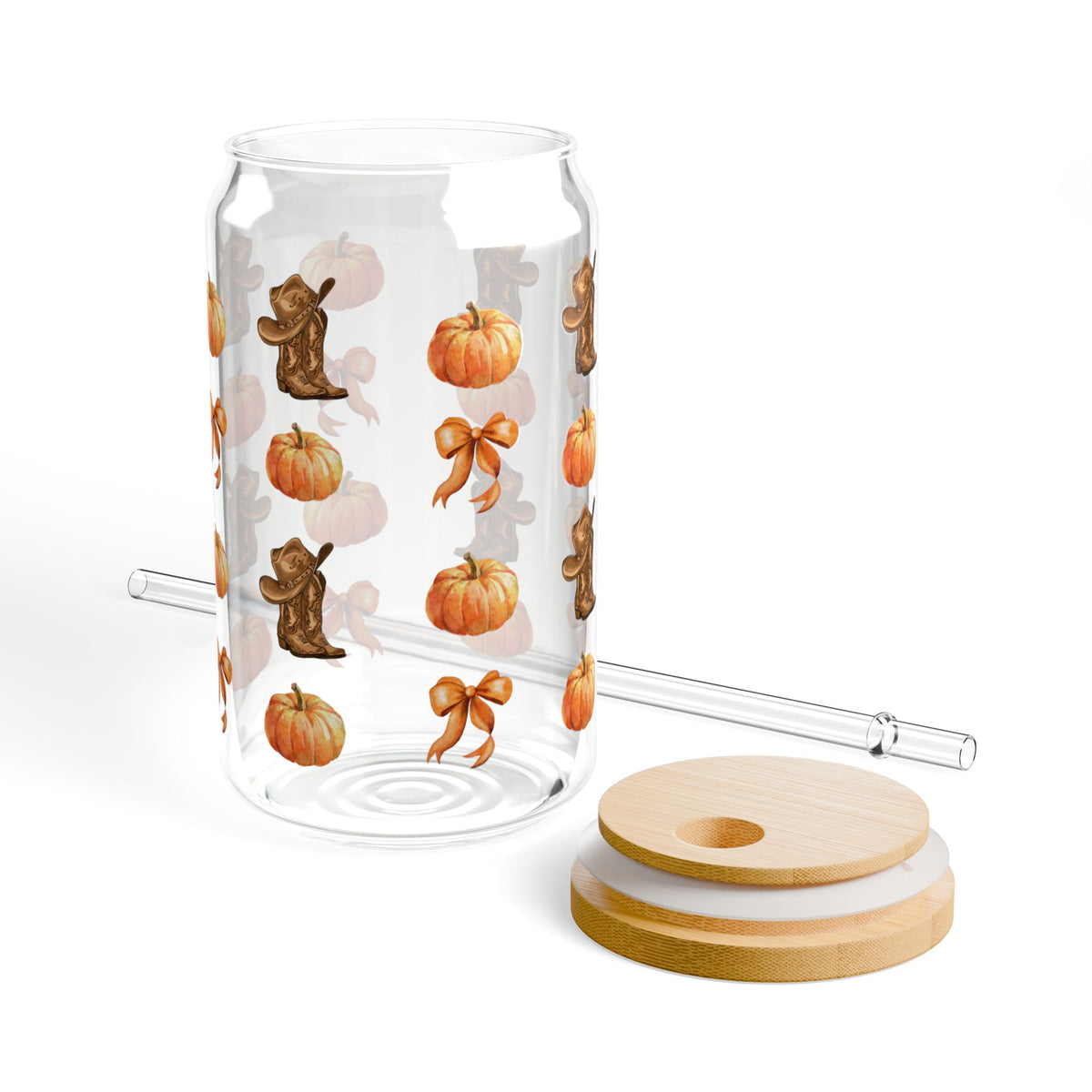 Pumpkin Cowboy Sipper Glass, 16oz