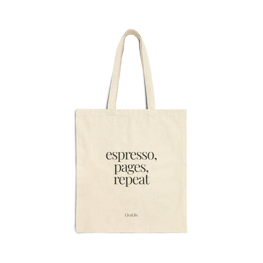 Espresso, Pages, Repeat Tote Bag