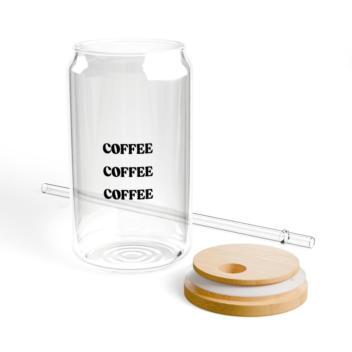 Coffee Coffee Coffee Sipper Glass, 16oz