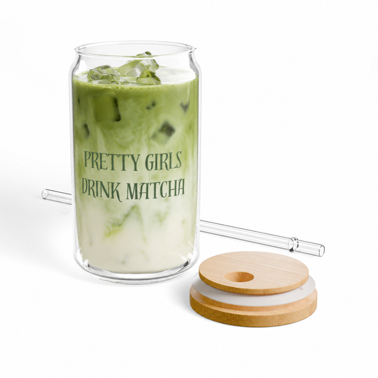 Pretty Girls Drink Matcha Sipper Glass, 16oz