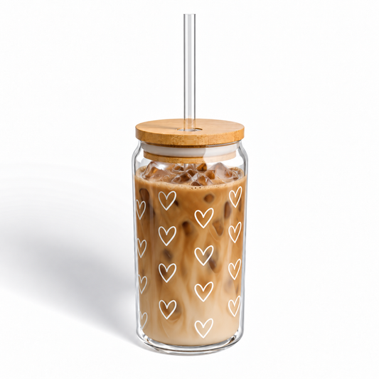 White Heart Sipper Glass, 16oz